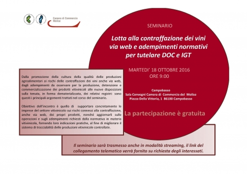 SEMINARIO - Lotta alla contraffazione dei vini via web e adempimenti normativi per tutelare DOC e IGT