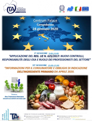 CORSO DI FORMAZIONE: Informazioni per il consumatore e obblighi di indicazione dell'ingrediente primario da aprile 2020